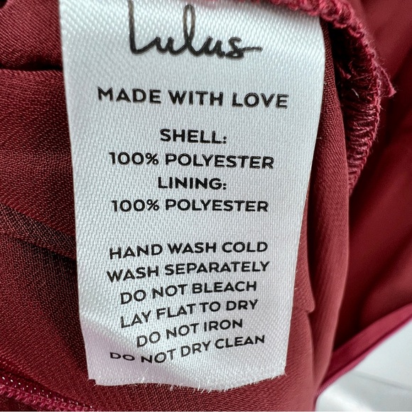 Lulus NWT Constantine Burgundy Satin Maxi Dress Size XL Side Slit Surplice Neck - Picture 15 of 16